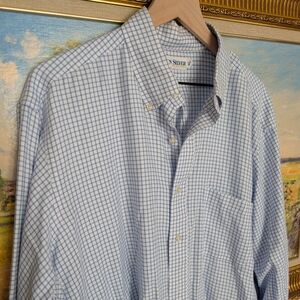 Silver Men's Light Blue Plaid Casual Shirt